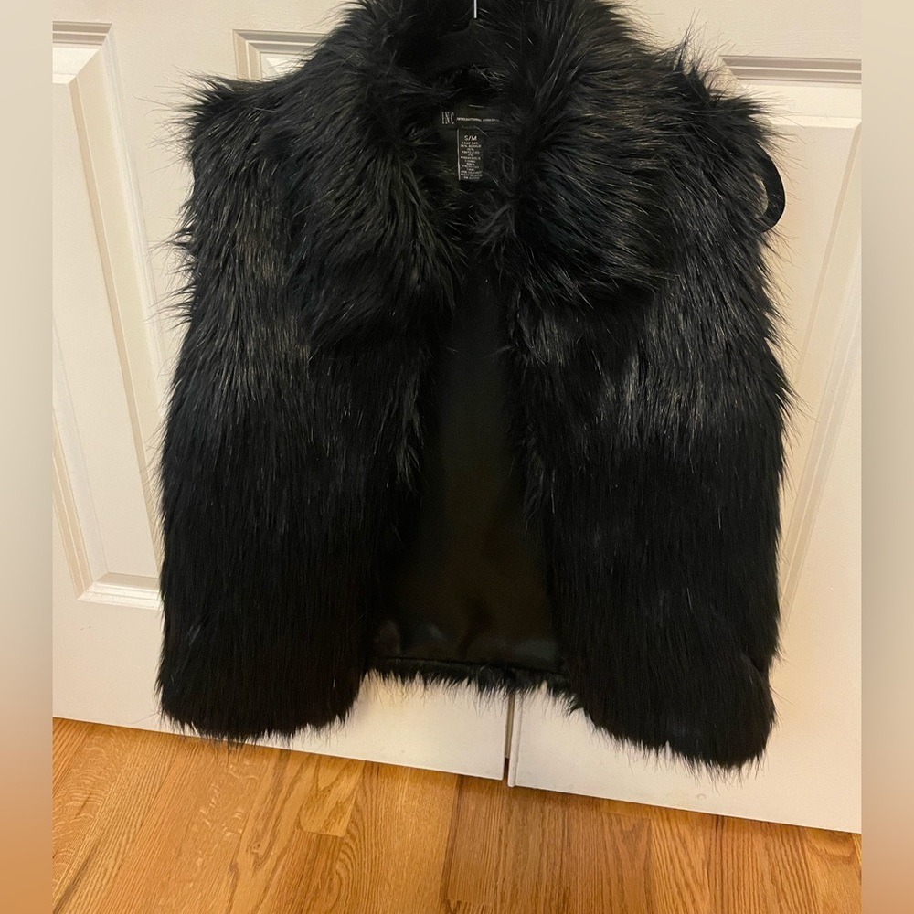 INC faux fur vest